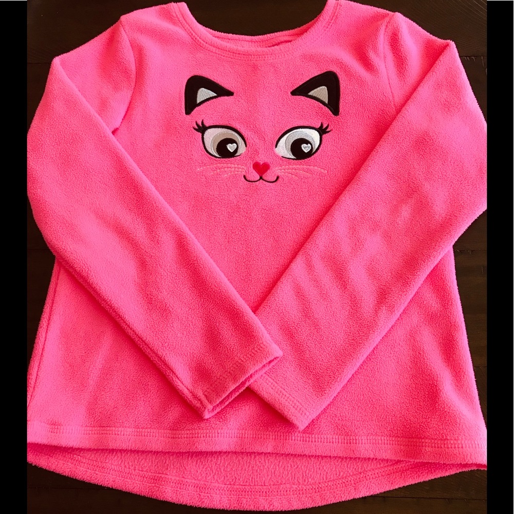 💗Girls 6 fleece sweater in hot pink.💖